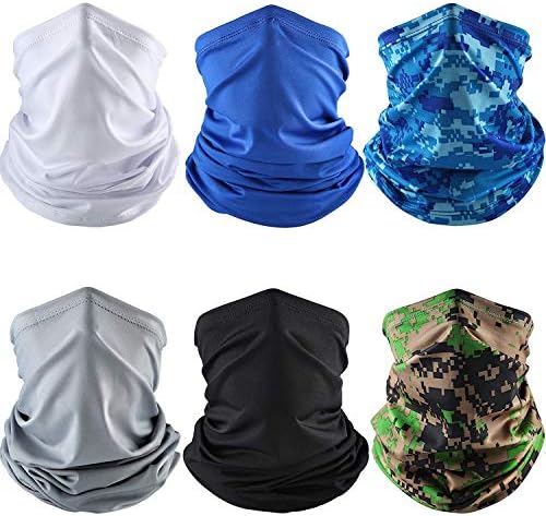 6 Pieces Neck Gaiter for Men Face Bandana Mask Simple Colors